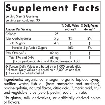 Ingredients of Nordic Omega-3 Gummies Dietary Supplement - Sodium10 mg, Omega-3s 82 mg