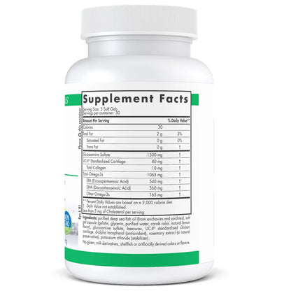 Ingredients of ProOmega Joint Xtra Dietary Supplement - Glucosamine Sulfate 1500 mg, UC-II® Standardized Cartilage 40 mg