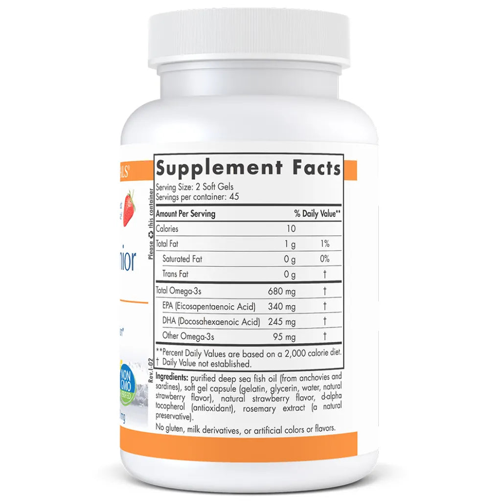 Ingredients of ProOmega Junior Dietary Supplement - Omega-3s 680 mg, EPA 340 mg, DHA 245 mg
