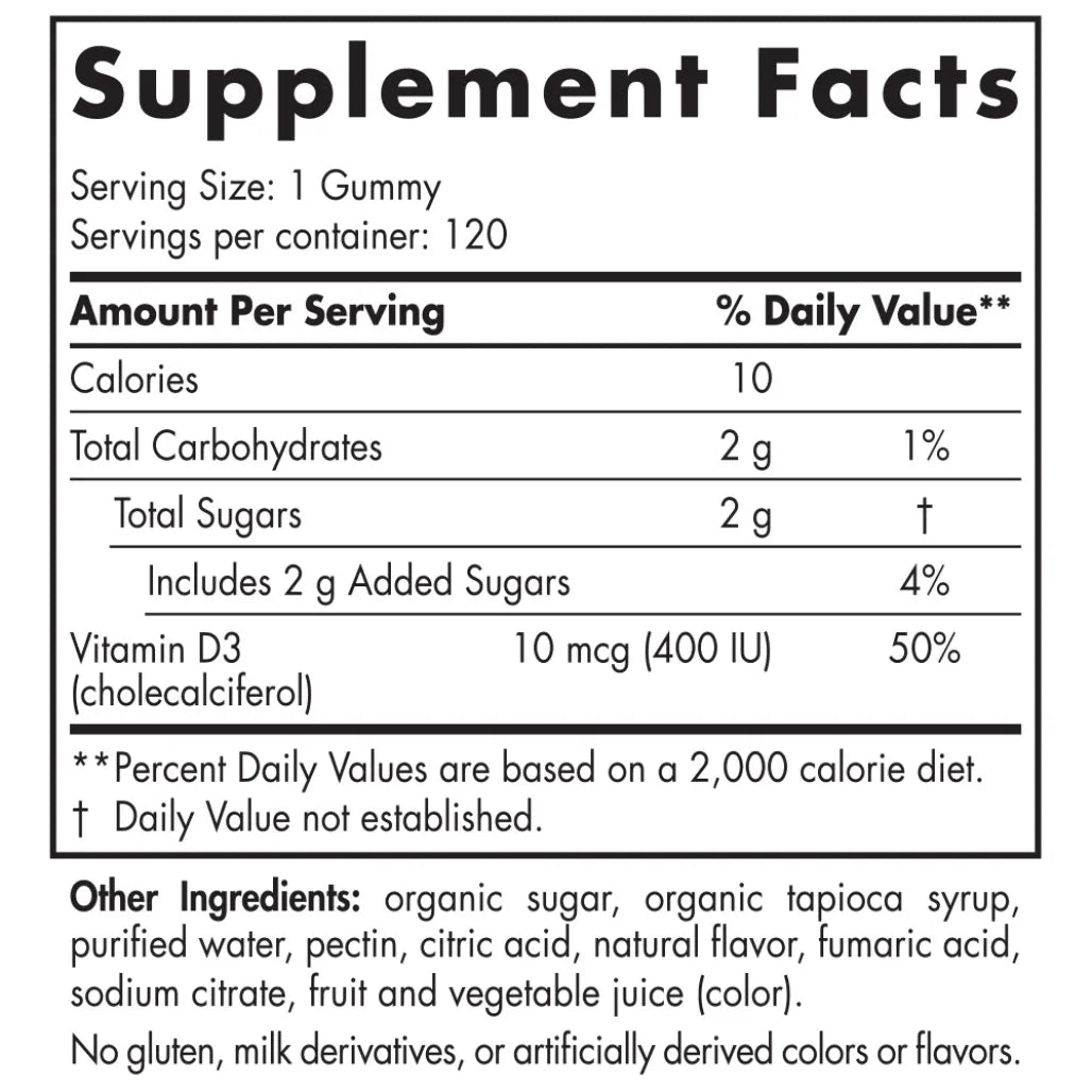 Ingredients Nordic Naturals Vitamin D3 Gummies Kids - Supports Healthy Bones and Immunity