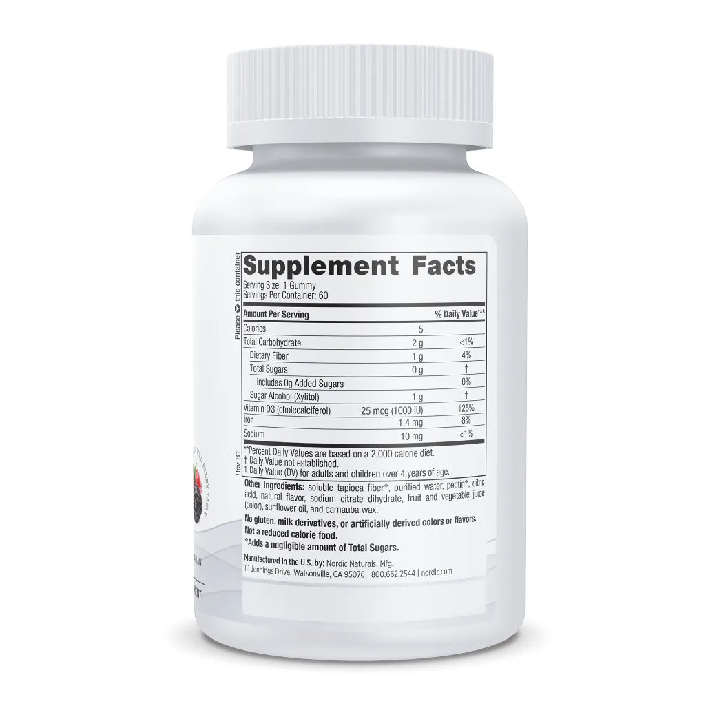 ingredients of Nordic Naturals Zero Sugar Vitamin D3 Gummies - For Healthy Bones