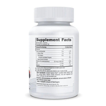 ingredients of Nordic Naturals Zero Sugar Vitamin D3 Gummies - For Healthy Bones