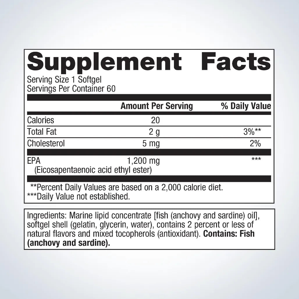 Metagenics OmegaGenics EPA supplement facts