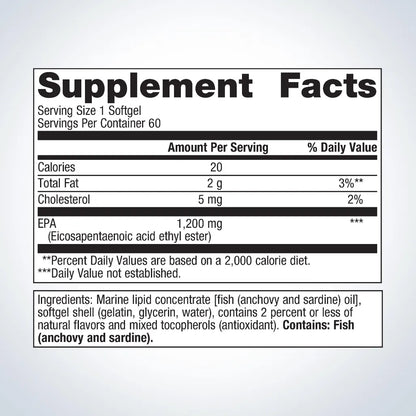 Metagenics OmegaGenics EPA supplement facts