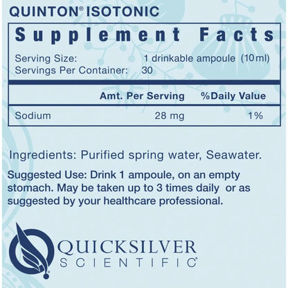QuickSilver Scientific Original Quinton Isotonic Ingredients