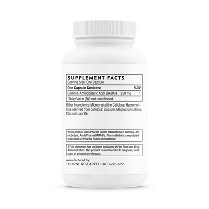 Thorne PharmaGABA-250 60 caps supplement facts