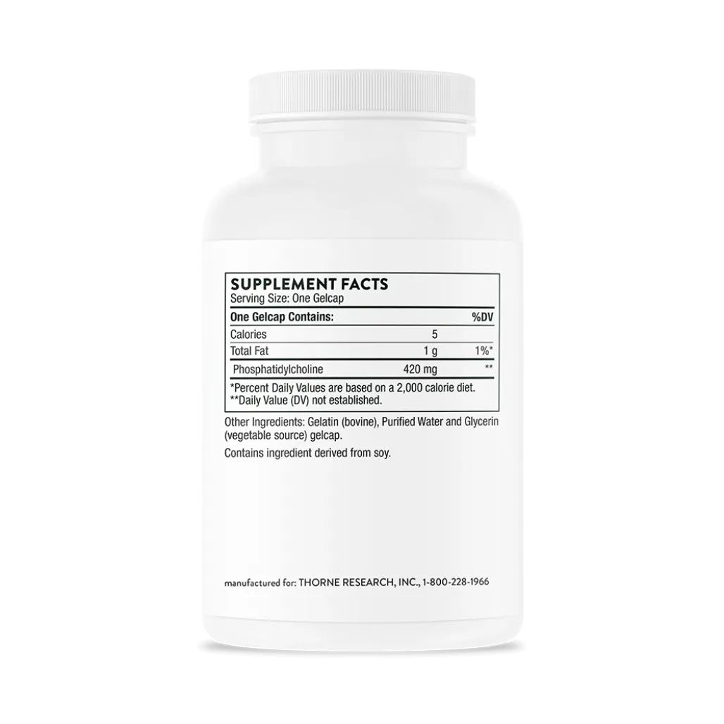 Thorne Phosphatidyl Choline 60 softgels supplement facts