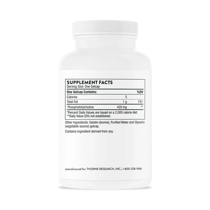 Thorne Phosphatidyl Choline 60 softgels supplement facts