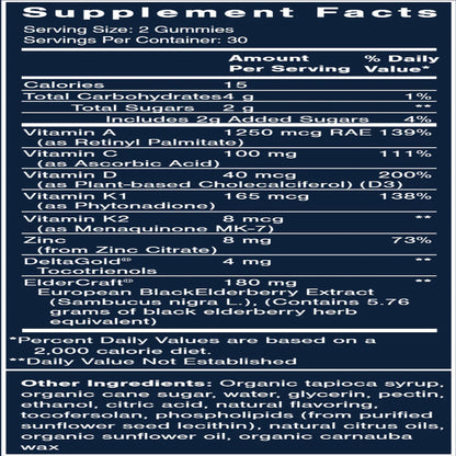 QuickSilver Scientific Daily Immune Gummies supplements facts