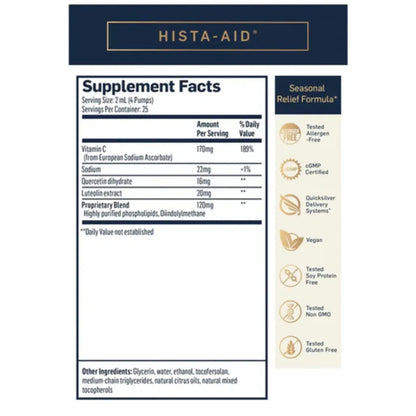 Hista-Aid by QuickSilver Scientific Supplement Ingredients