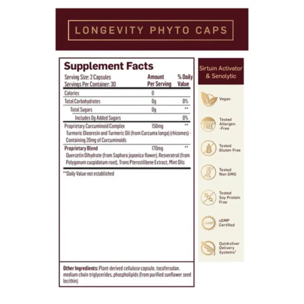 QuickSilver Scientific Longevity Phyto Caps - 60 vegcaps