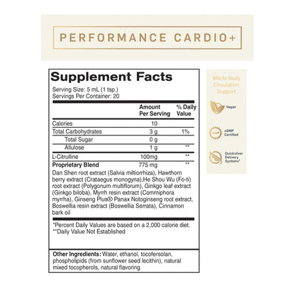 QuickSilver Scientific Performance Cardio+ Ingredients