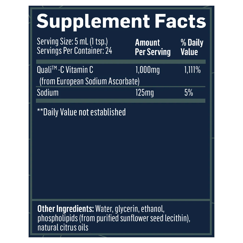 QuickSilver Scientific Vitamin C Liposomal 4 oz supplement facts