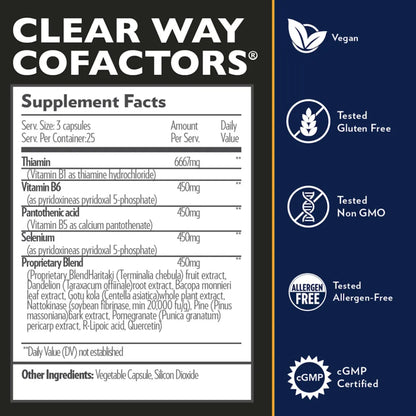 QuickSilver Scientific ClearWay Cofactors Ingredients