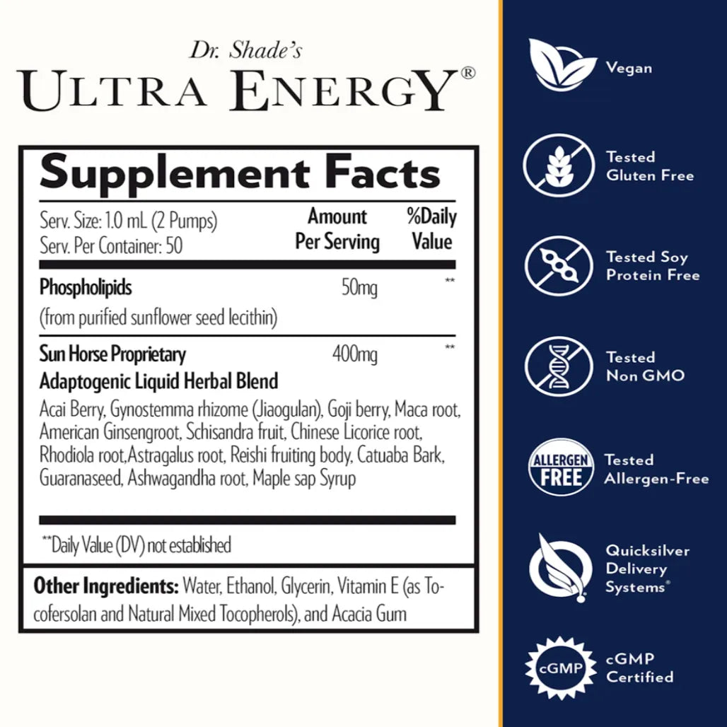 Dr. Shade's Ultra Energy by QuickSilver Scientific Supplement Ingredients