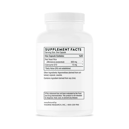 Thorne Red Yeast Rice + CoQ10 120 caps supplement facts