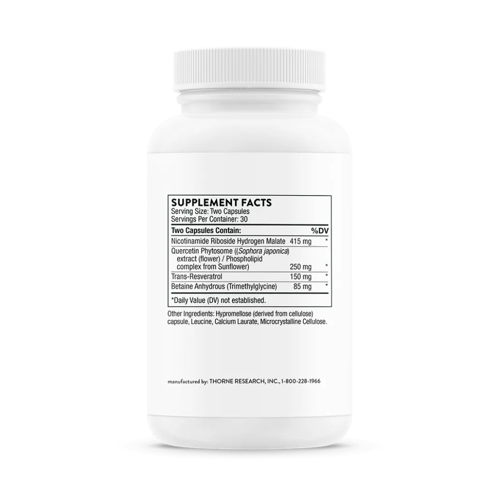 Thorne ResveraCel 60 caps supplement facts