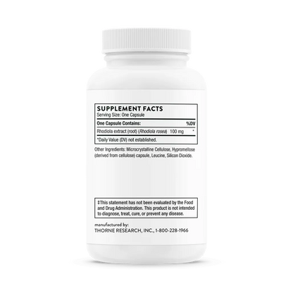 Thorne Rhodiola 60 caps supplement facts