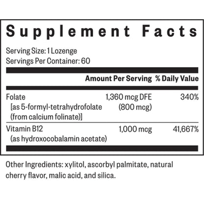 Ingredients of Seeking Health Hydroxo B12 with Folinic Acid -  Folate  DFE 1360 mcg 340%, Folinic Acid