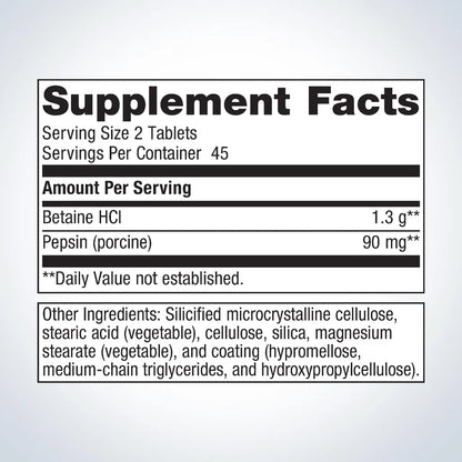 SpectraZyme-Betaine-HCI+Pepsin--metagenics supplement facts