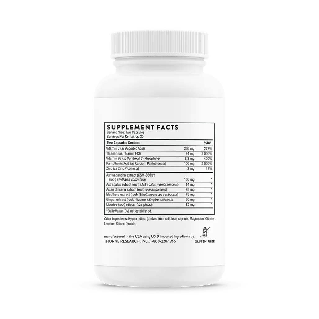 Thorne Stress Balance 60 vegcaps supplement facts