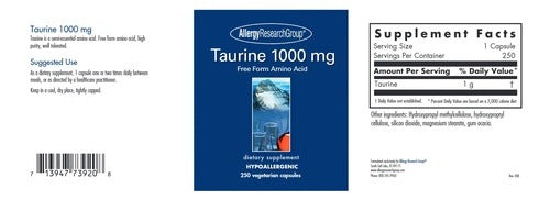 Buy Allergy Research Group Taurine 1000 mg - 250 vegcaps
