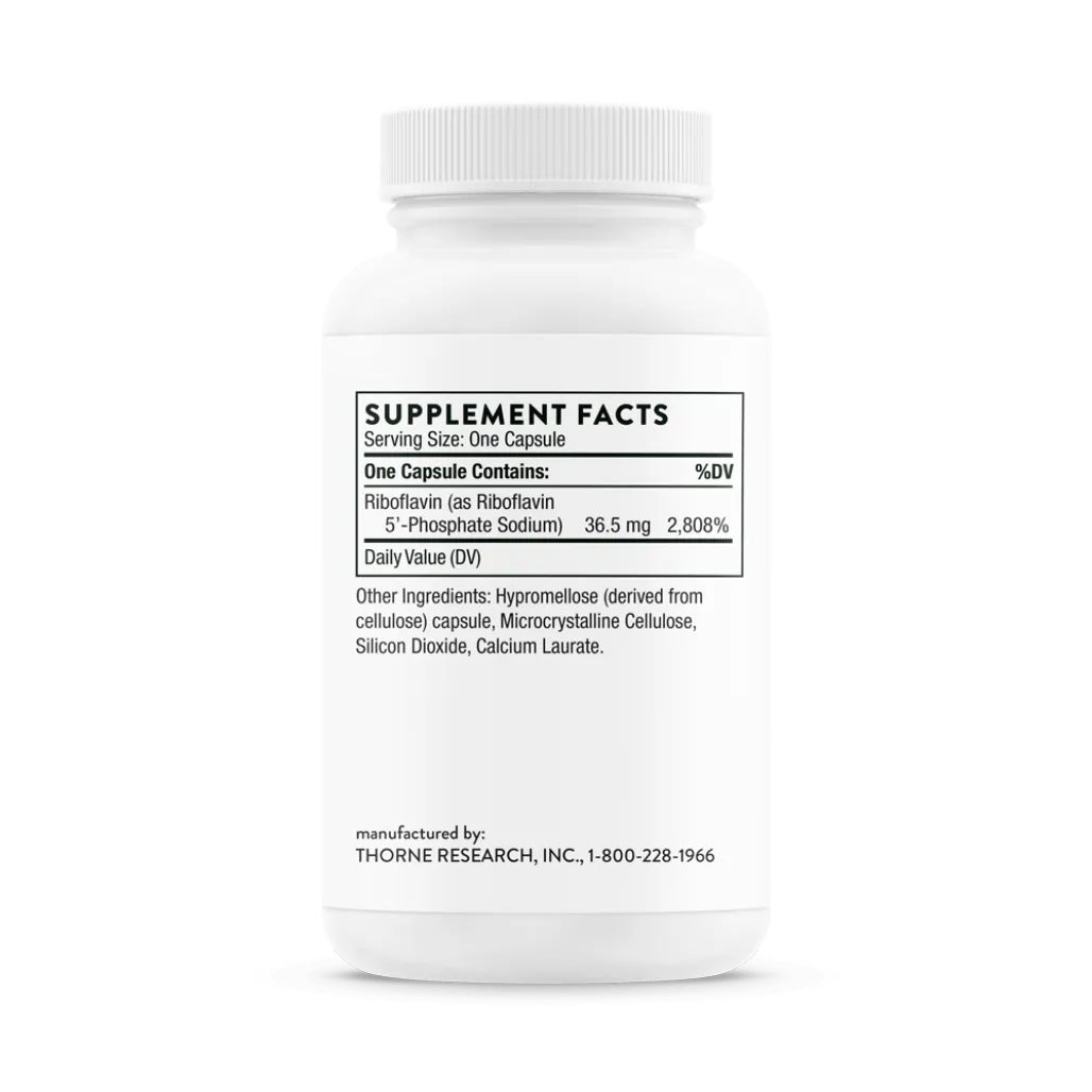 Thorne Riboflavin 5'-Phosphate 60 vegcaps supplement facts