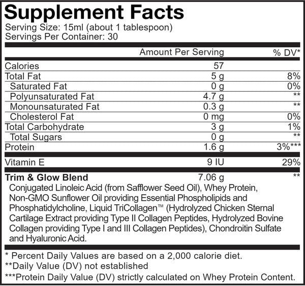 Ingredients of Nanofood Trim & Glow French Vanilla - Trim & Glow Blend, Conjugated Linoleic Acid