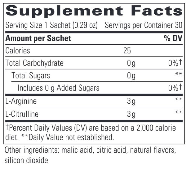Integrative Therapeutics VASOPHIL 30 sachets supplement facts