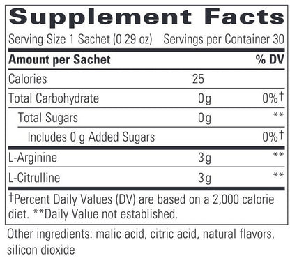 Integrative Therapeutics VASOPHIL 30 sachets supplement facts