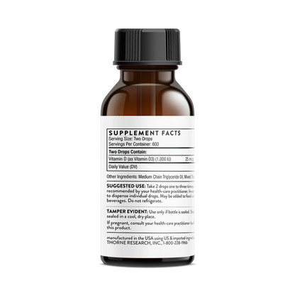 Thorne Vitamin D Liquid 1 oz supplement facts