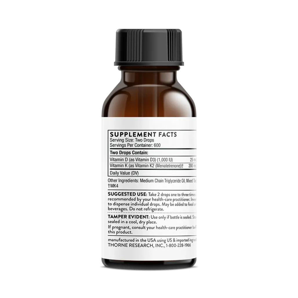 Thorne Vitamin K2 Liquid 1 oz supplement facts