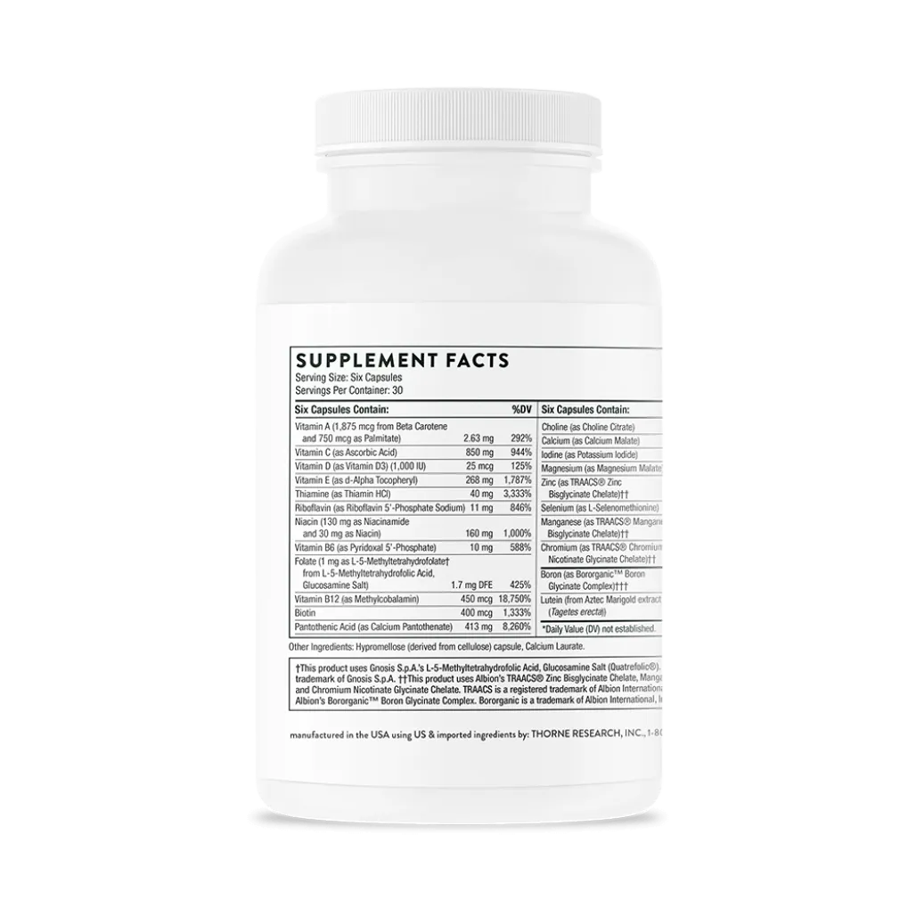 Thorne Women's Multi 50+ without CU FE 180 caps supplement facts