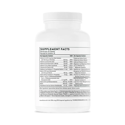 Thorne Women's Multi 50+ without CU FE 180 caps supplement facts