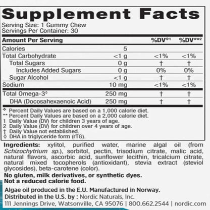 Zero Sugar Children's DHA Veg Nordic Naturals