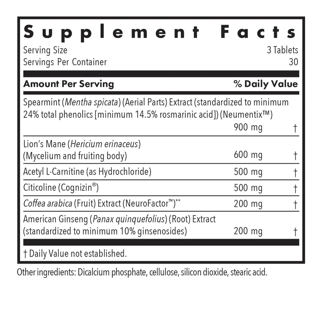 Allergy Research Group Advanced NeuroPlus vegtabs label