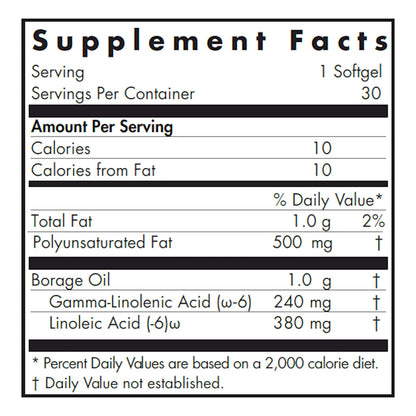 Allergy Research Group GLA Borage Oil softgels label