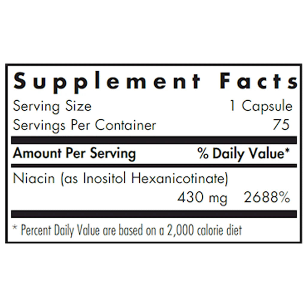 Allergy Research Group No-Flush Niacin 430 mg vegcaps label